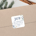 Frosty Winter Foliage Christmas Return Address  Square Sticker<br><div class="desc">This modern holiday return address label features beautiful watercolor illustrations of delicate foliage and winter berries on a white background. Customise it with your own name and address. this design coordinates with our Frosty Winter Foliage Holiday photo cards...  see the collection for more!</div>