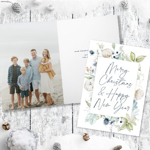 Frosty Winter Foliage Folded Photo Christmas  Holiday Card