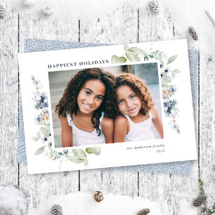 Frosty Winter Foliage Holiday Photo Card