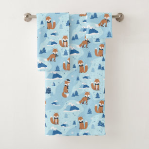 Frosty Winter Foxes Bath Towel Set