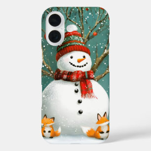Frosty Winter Whimsical Snowman Fox Wonderland iPhone 16 Case