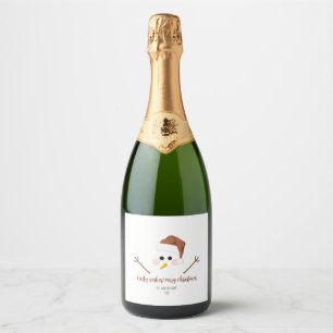 Frosty wishes! Merry Christmas Sparkling Wine Label