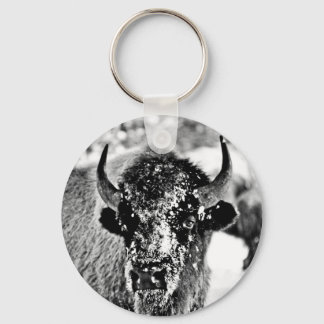 Frosty Yellowstone Bison Key Ring