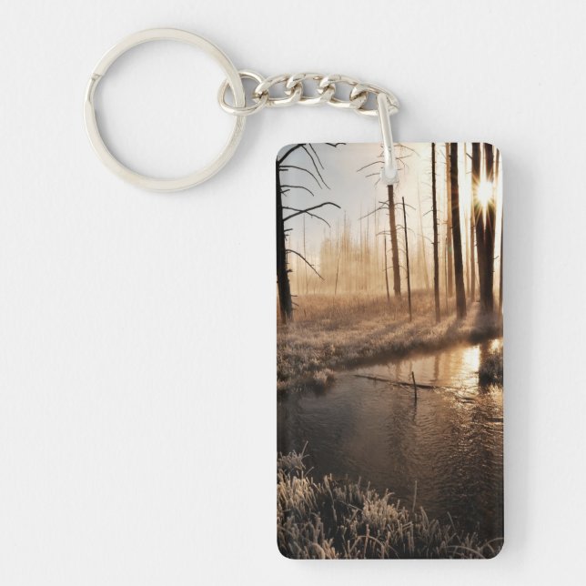 Frosty Yellowstone Morning Key Ring (Front)