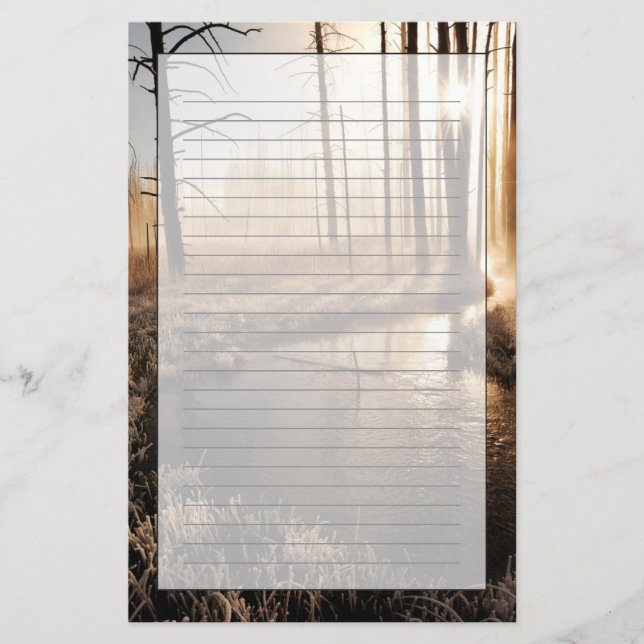 Frosty Yellowstone Morning Stationery (Front)
