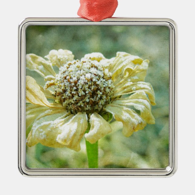 Frosty Zinna Metal Tree Decoration (Front)