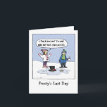 "Frosty's Last Day" Funny Christmas Cartoon | Xmas Holiday Card<br><div class="desc">Cartoon of Frosty the Snowman melted into a puddle in front of two kids. The girl is saying, “I TOLD you not to give him any hot chocolate!” A funny cartoon Christmas card for everyone on your list. Inside greeting: “warmest holiday wishes.” This text can be personalised with your own...</div>