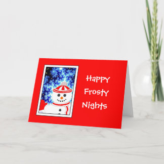 FROSTY'S NIGHT Snowman Design Greeting Card