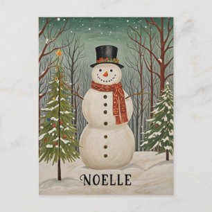 Frosty's Snowy Scene Personalised Christmas Postcard
