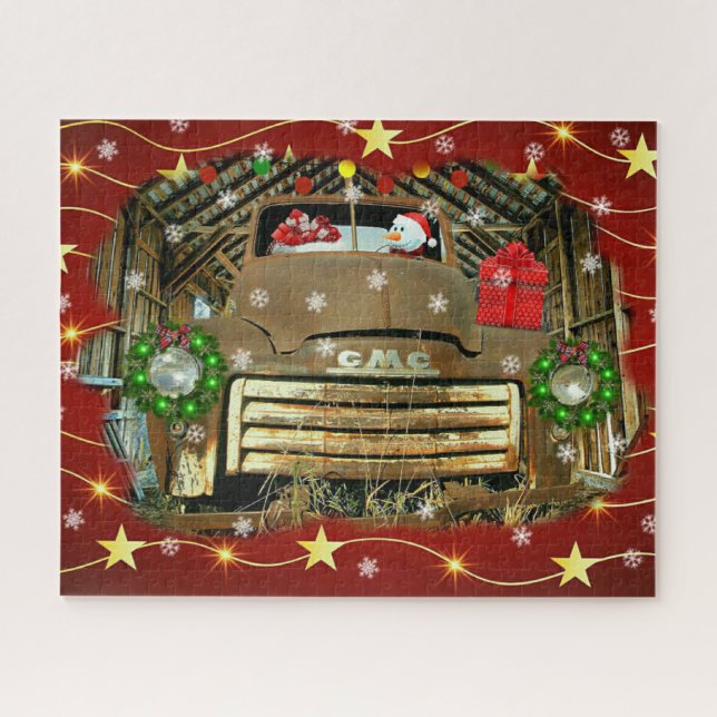 Frosty's Vintage GMC Truck Christmas Run Jigsaw Puzzle (Horizontal)