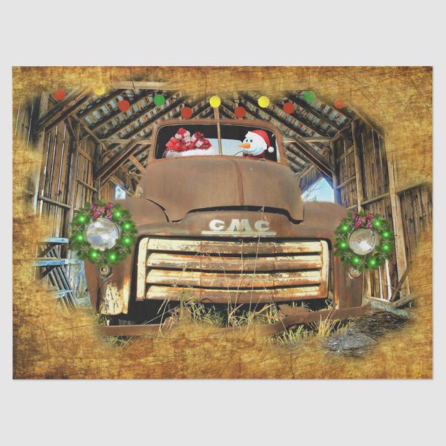 Frosty's Vintage GMC Truck Christmas Run Tissue Paper (Front)