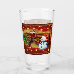 Frosty's Vintage Red Tractor Christmas Glass
