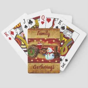 Frosty's Vintage Red Tractor Christmas Playing Cards