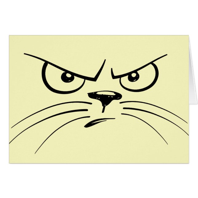 Frowning Drawn Cat Face (Front Horizontal)