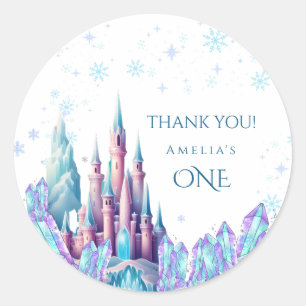 Frozen 1st Birthday Cartoon Castle First Birthday  Classic Round Sticker