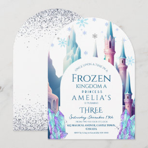 Frozen 3rd Birthday Cartoon Castle Invitation