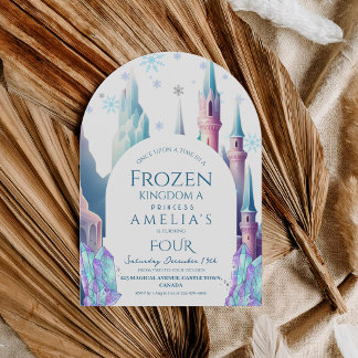 Frozen 4th Birthday Cartoon Castle Invitation