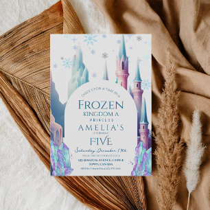 Frozen 5th Birthday Cartoon Castle Invitation