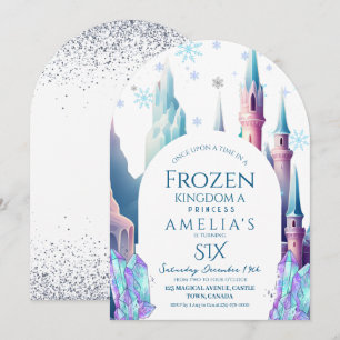 Frozen 6th Birthday Cartoon Castle Invitation