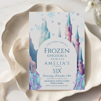 Frozen 6th Birthday Cartoon Castle Invitation