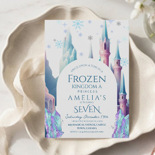 Frozen 7th Birthday Cartoon Castle Invitation