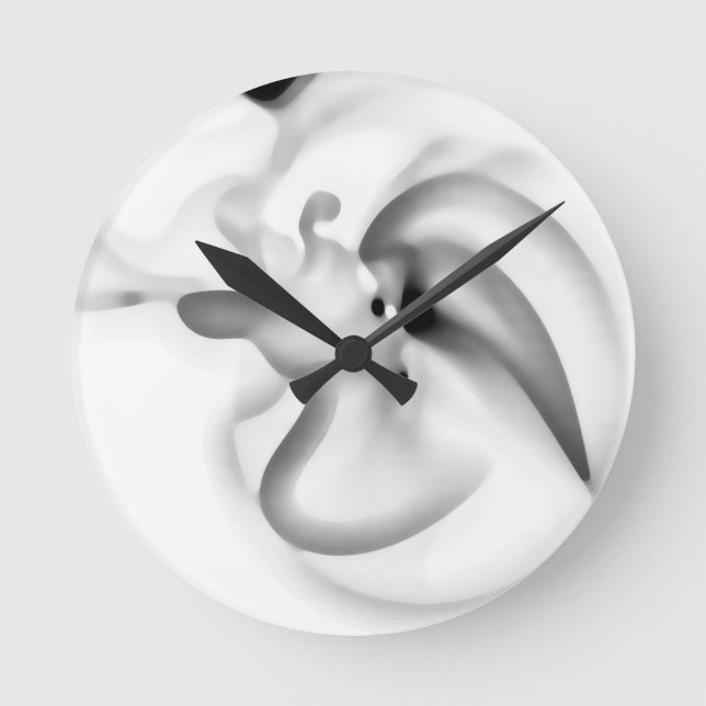 Frozen: Abstract Grey, White & Black Round Clock (Front)