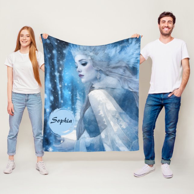Frozen Beauty Snow Queen in Winter Wonderland Fleece Blanket (In Situ)