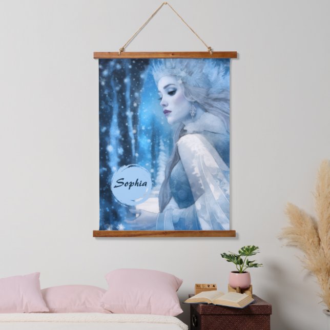 Frozen Beauty Snow Queen in Winter Wonderland Hanging Tapestry (Bedroom)