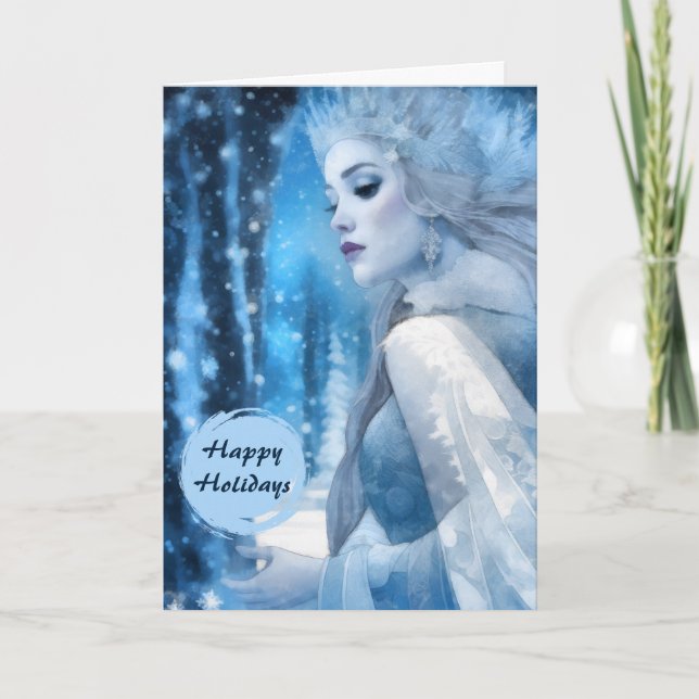 Frozen Beauty Snow Queen in Winter Wonderland Holiday Card (Front)