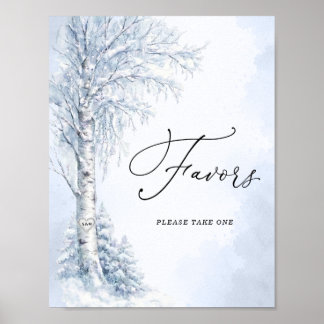 Frozen Birch Tree Favours Sign