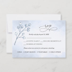 Frozen Birch Tree Wedding RSVP card 