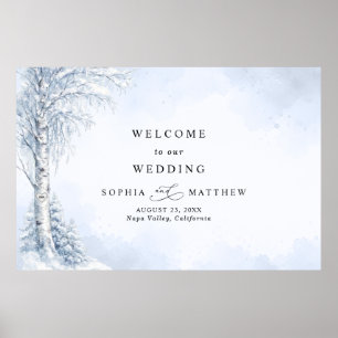 Frozen Birch Tree Wedding Welcome Poster