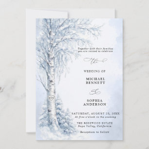 Frozen Birch Tree Winter Wedding Invitation