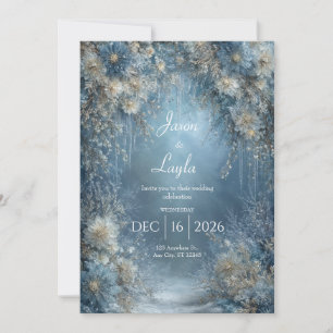 Frozen Bloom Winter Floral Wedding Invitation
