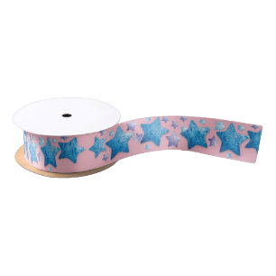 frozen blue and purple stars ribbon satin ribbon