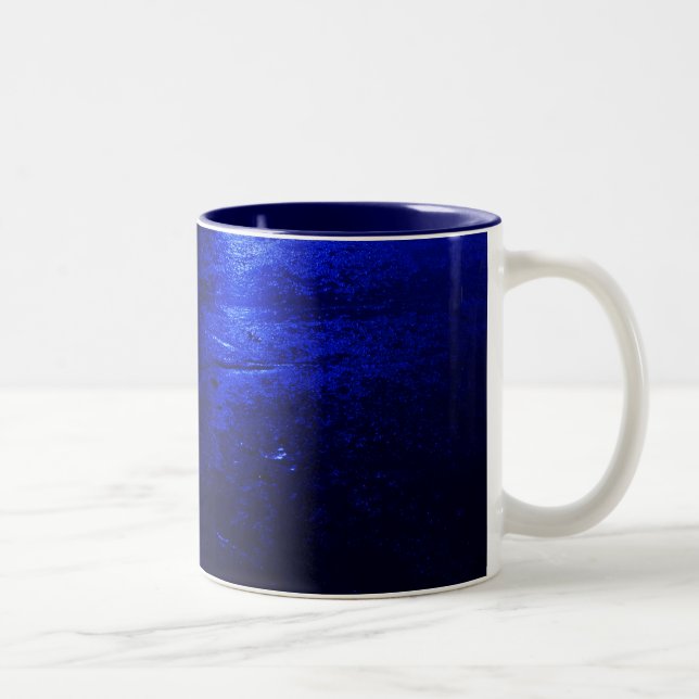 Frozen Blue Navy Blue 11 oz Two-Tone Mug (Right)