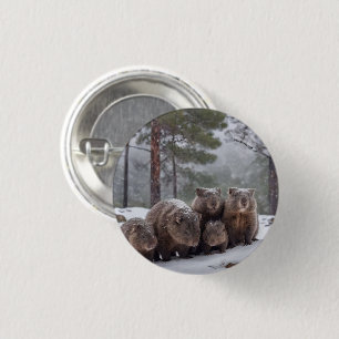 Frozen Burrow: Australian Wombat Family 3 Cm Round Badge