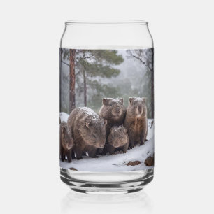 Frozen Burrow: Australian Wombat Family, Can Glass