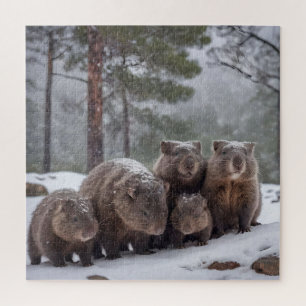 Frozen Burrow: Australian Wombat Family,  Jigsaw Puzzle