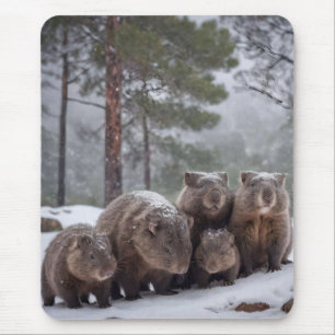 Frozen Burrow: Australian Wombat Family, Mouse Pad