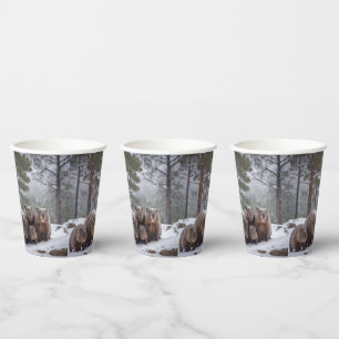 Frozen Burrow: Australian Wombat Family Paper Cups