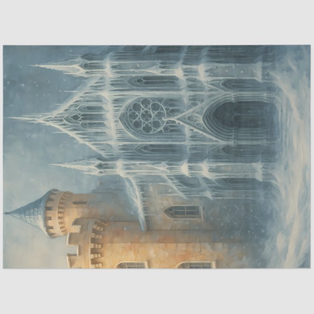 Frozen Cathedral Winter Gothic Fantasy Decoupage Tissue Paper (Front)