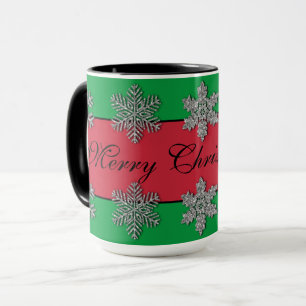 Frozen crystal frosty silver snowflakes mug