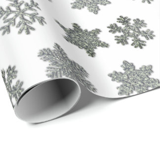 Frozen crystal frosty silver snowflakes wrapping paper