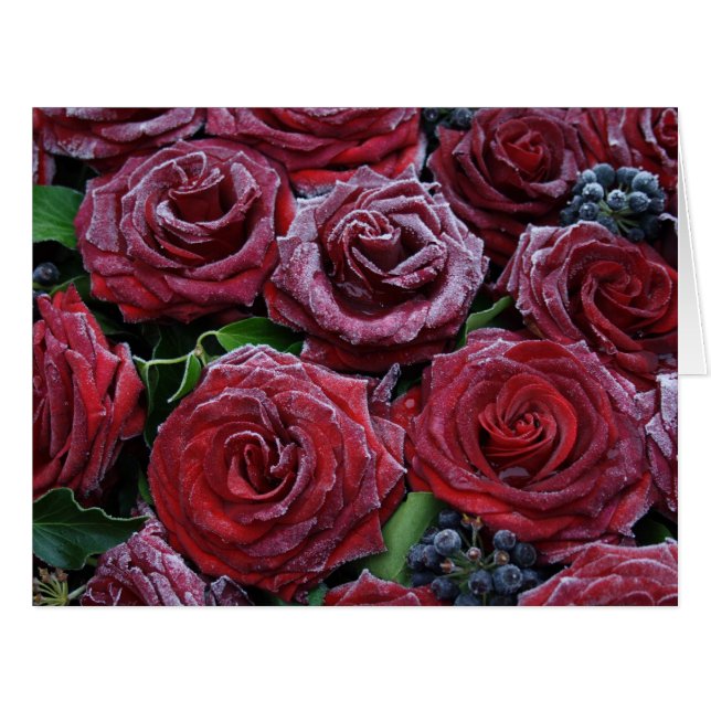 Frozen Dark Red Roses On A Grave (Front Horizontal)
