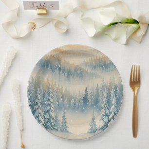 Frozen Dreams Snowy Landscape Paper Plate