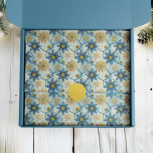 Frozen Elegance Blue and Gold Snowflake Tissue Paper