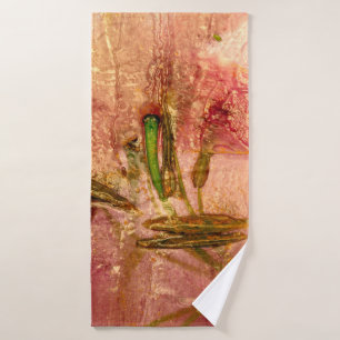 Frozen flowers and leaves. Blossoms in the ice cub Bath Towel