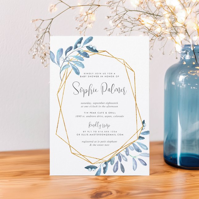 Frozen Foliage | Watercolor Baby Shower Invitation (Creator Uploaded)