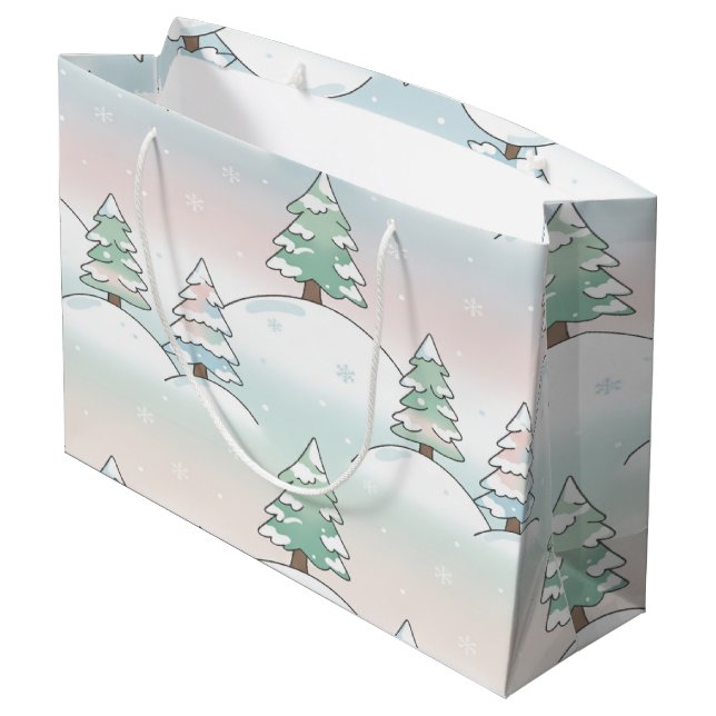 Frozen Forest Elegance Winter Tree Designs Large Gift Bag (Back Angled)